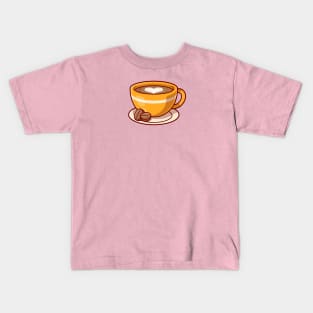 Coffee Love Foam With Beans Cartoon Kids T-Shirt